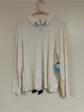 CeCe Embellished Peter Pan Collar Sweater